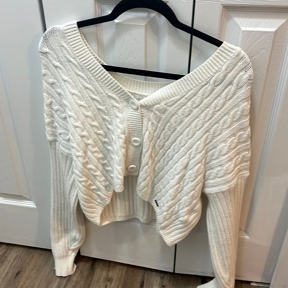 white cardigan sweater